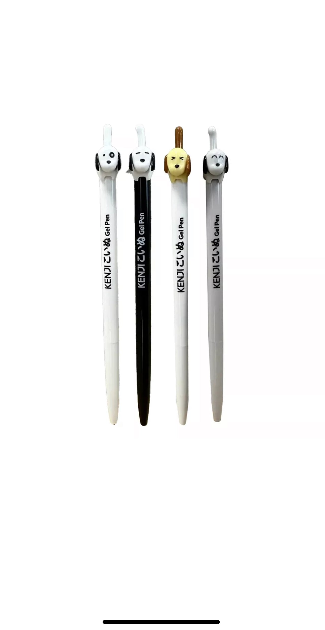 Adorable set of 4 Kenji Dog Pens - 4 Different Designs, Black Ink Fine Tip