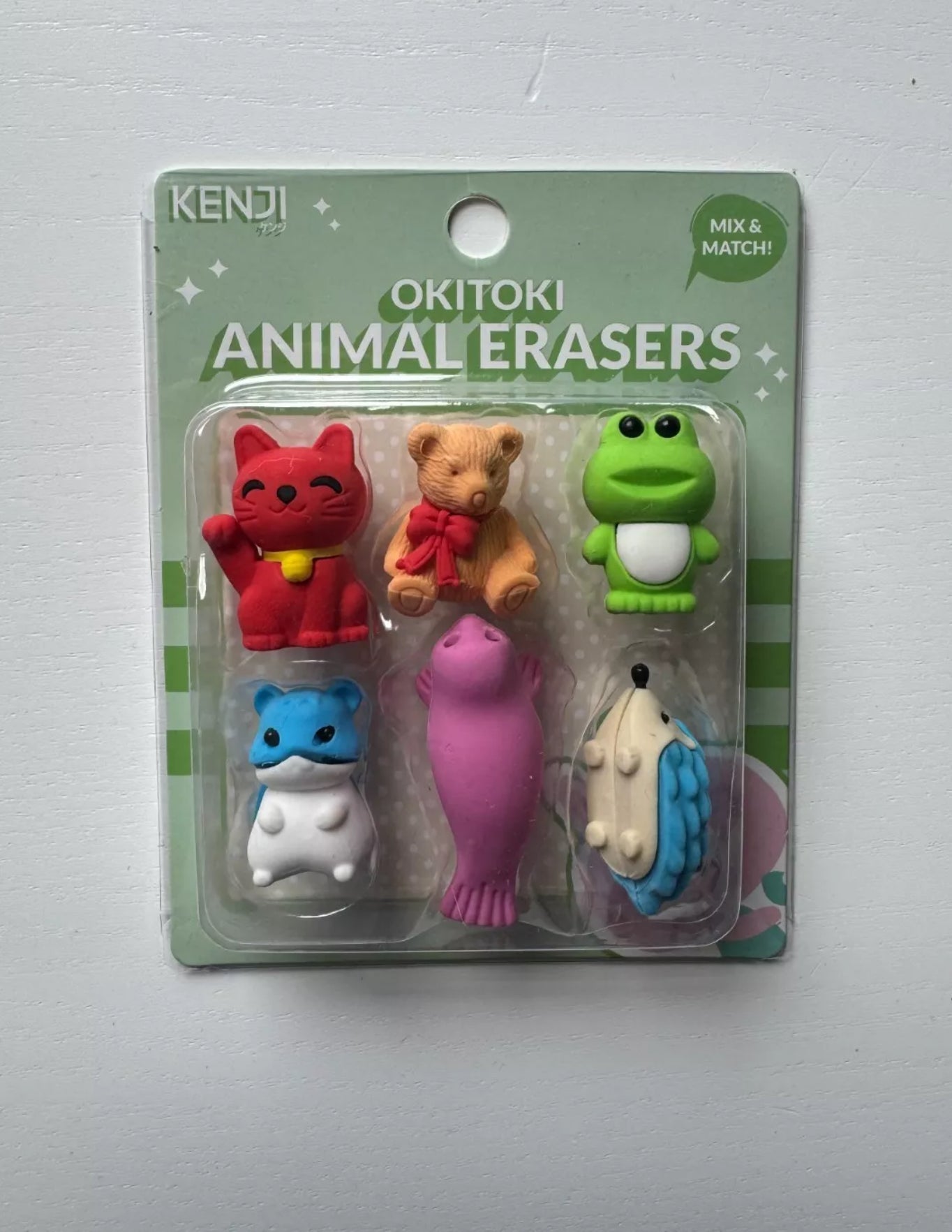 Kenji Okitoki Animal Erasers - Set of 6 cute erasers