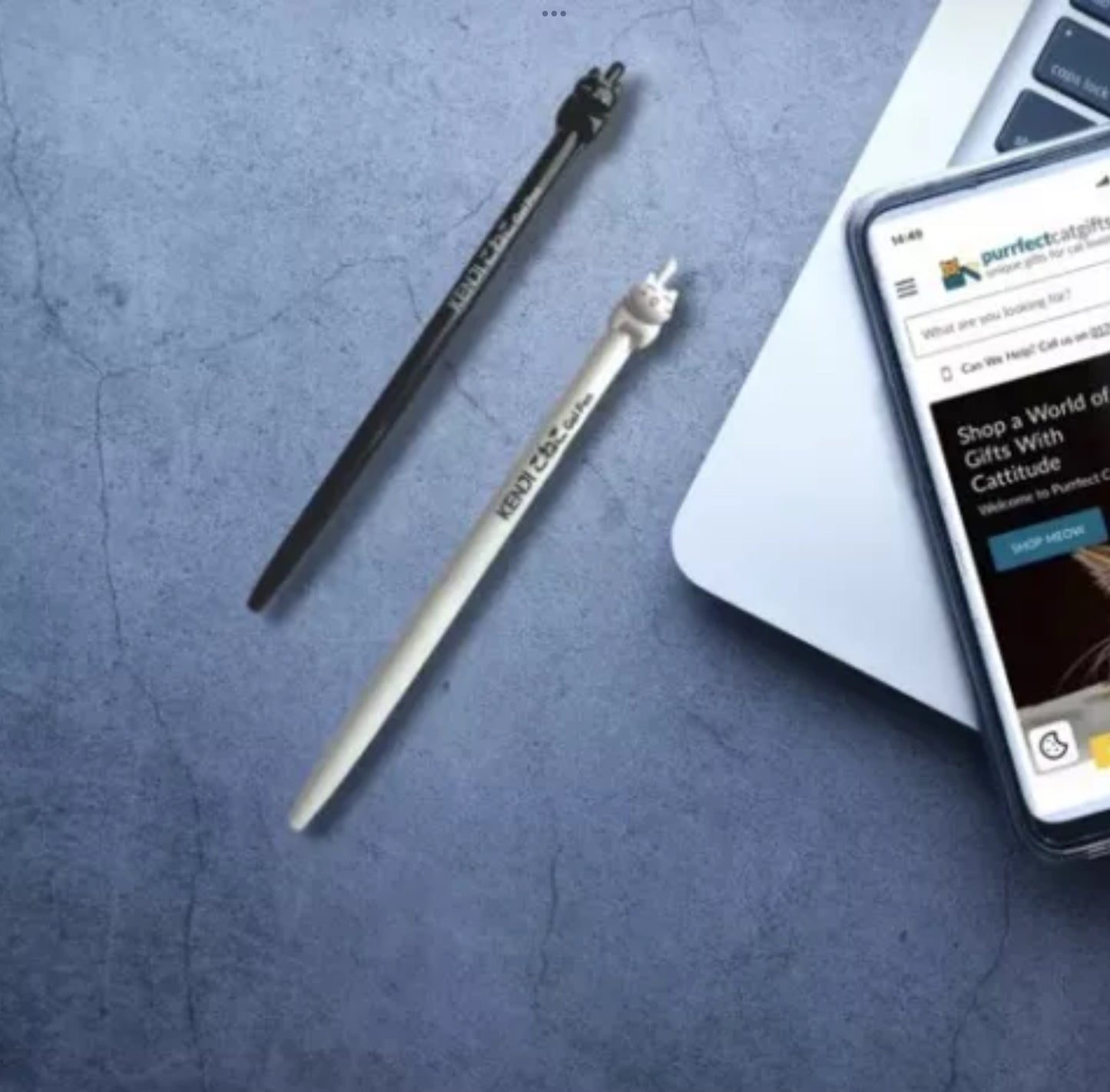 Set of 2 Kenji Cat Pens - Cute pens with black Ink and Fine Tip