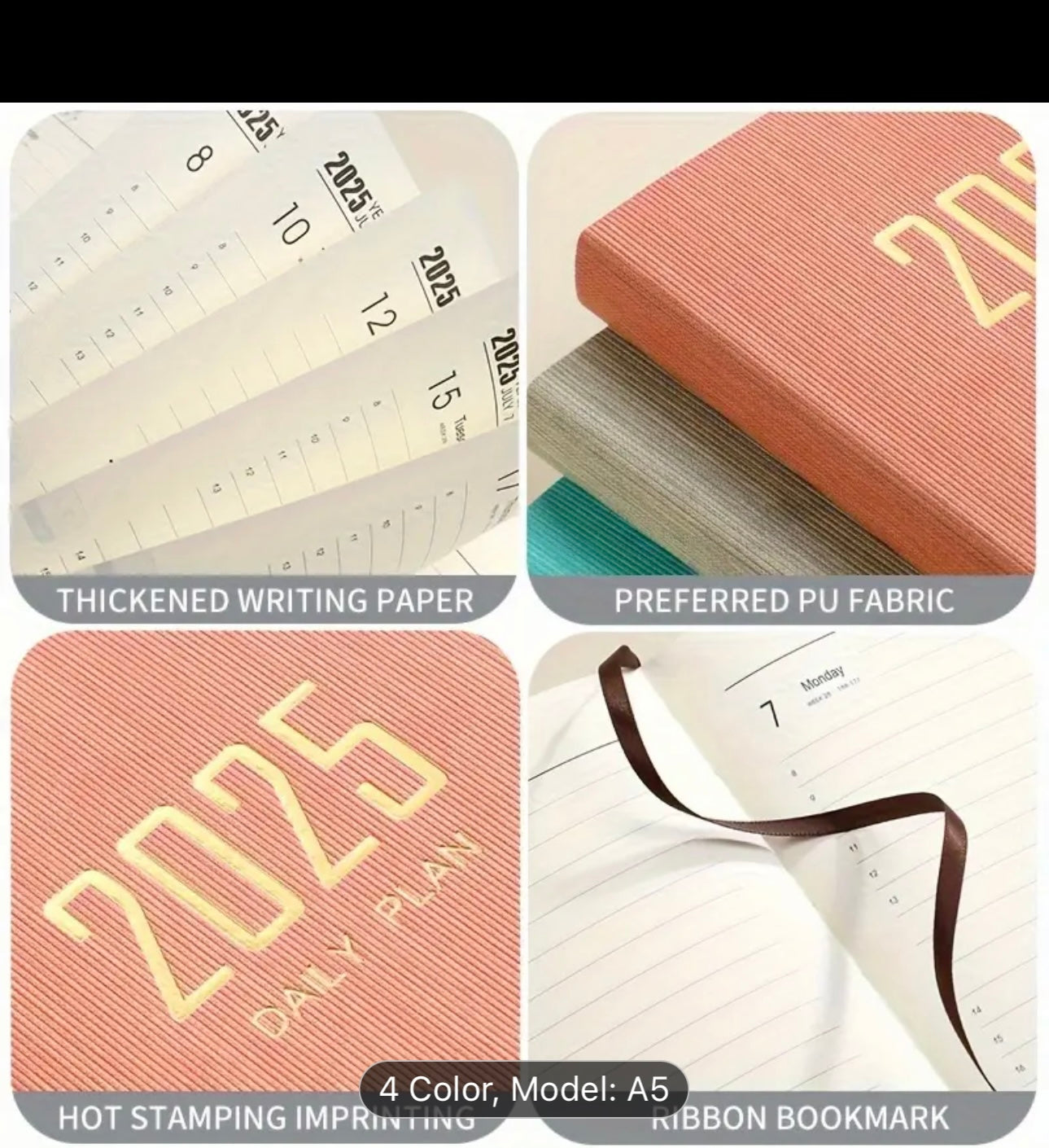 High Quality A5 2025 Page a Day Diary - Pink